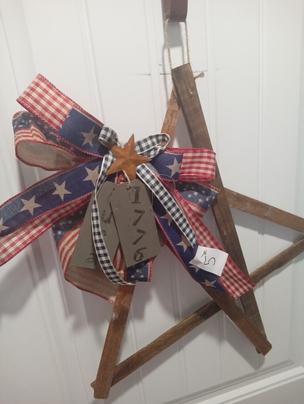 Patriotic Red, White & Blue Star Ribbon Wreath - Handcrafted Americana
